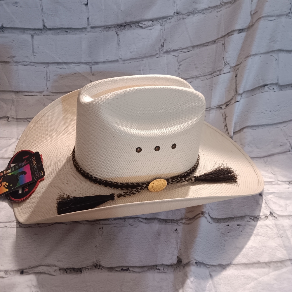 Classic White Cowboy Hat with Black Braided Band